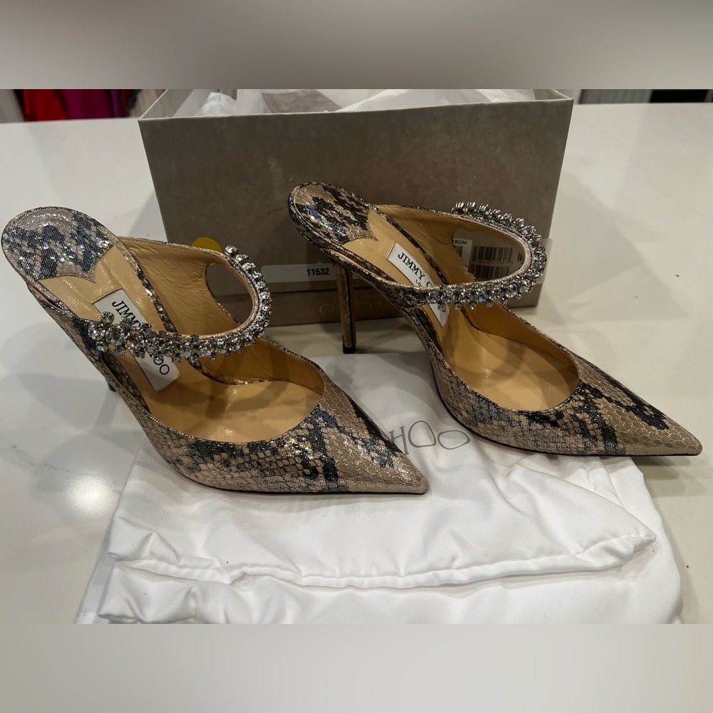 NEW never worn Jimmy Choo Bing 100 Python mules 38